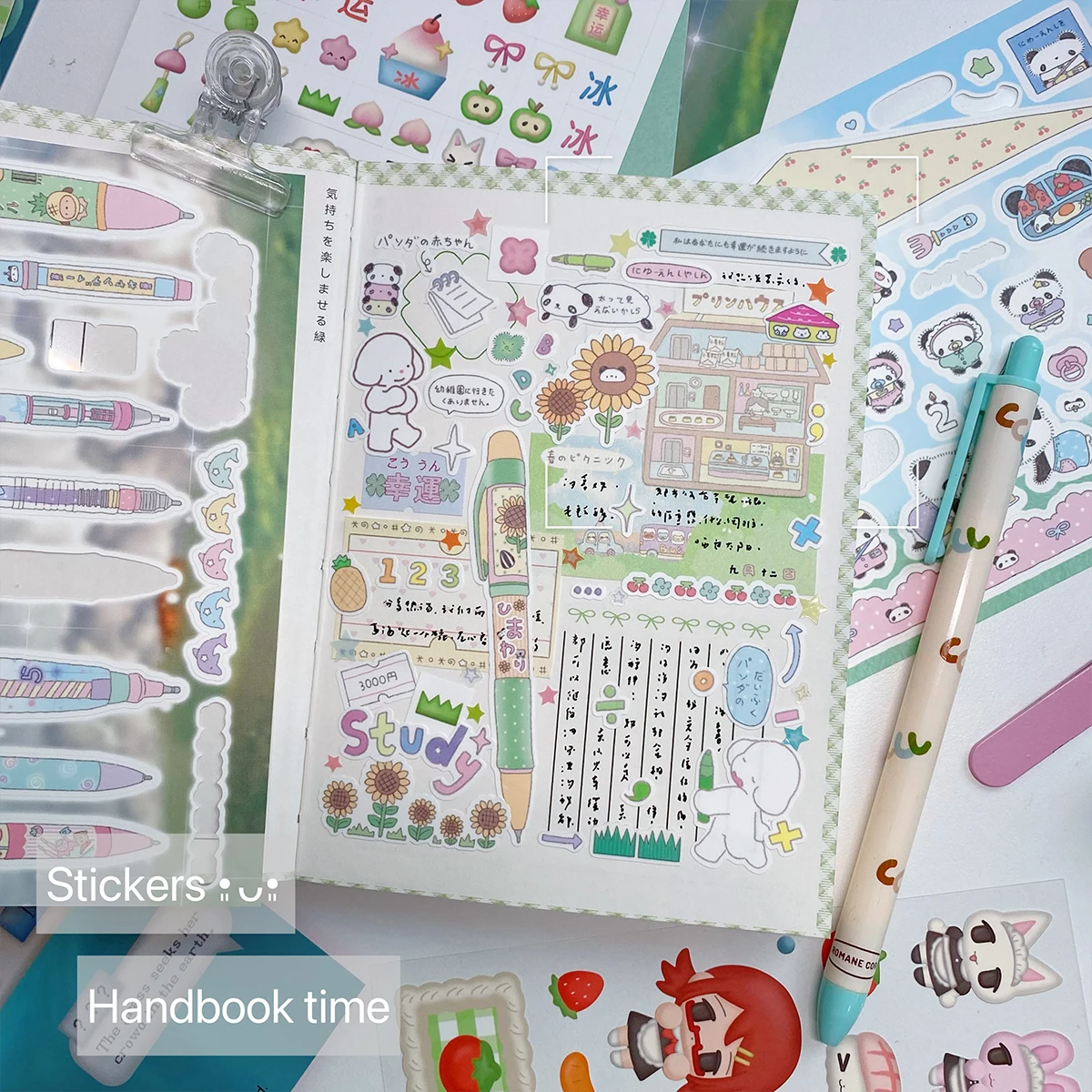 Kawaii Sticker Scrapbook Stationery Decorative Material Sticker Cute Decal Stickers for Journal Planner DIY Phone Laptop