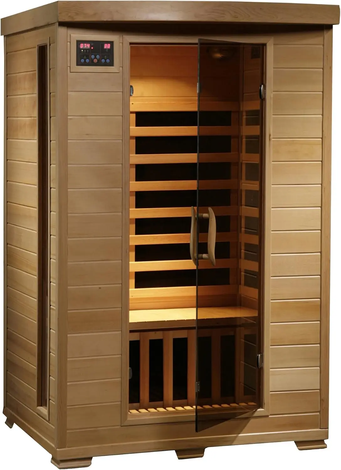 Radiant Saunas 2-Person Hemlock Infrared Sauna with 6 Carbon Heaters, Chromotherapy Lighting Oxygen Ionizer 7 Years Warranty