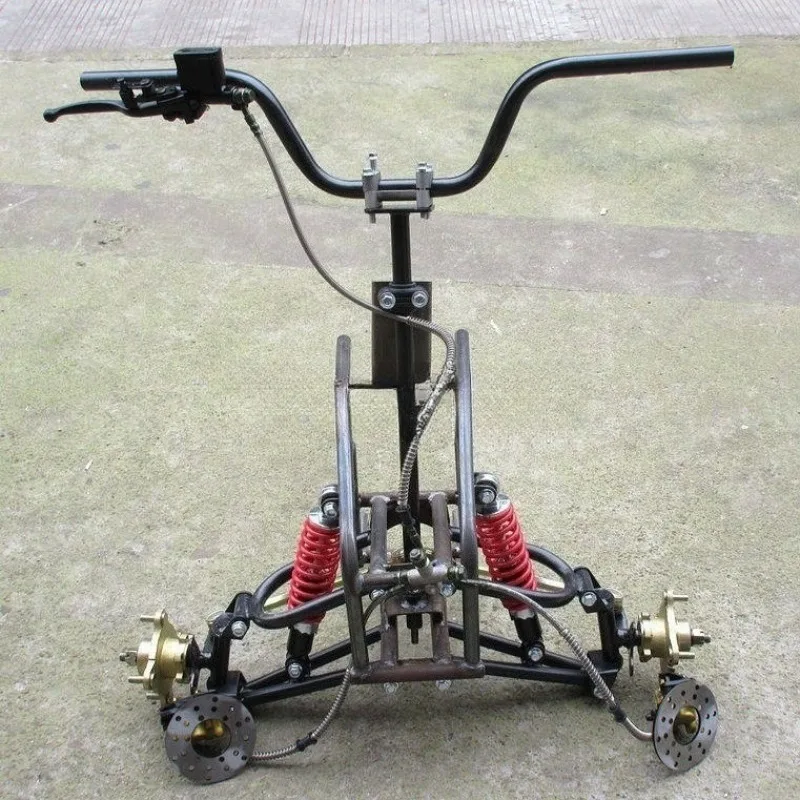 Suitable for Modifying The Front Axle Frame of A Small Inverted Three Wheeled Beach Bike, Suspension Brake Steering Assembly