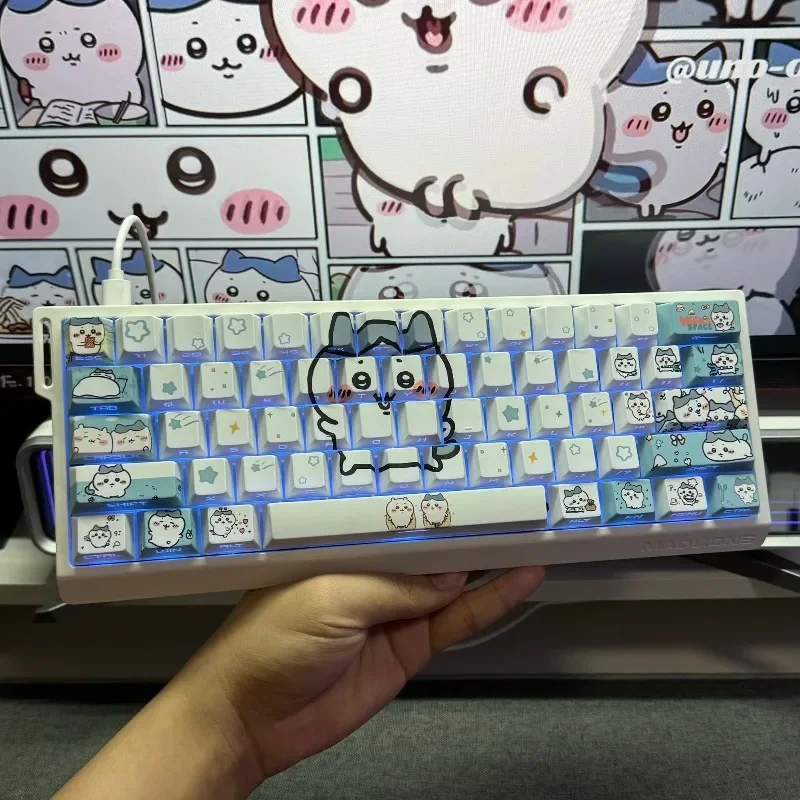 New Hachiware Keycaps Original Side Print Translucent PBT Dye Sub For Magnetic Axis Mechanical Keyboard Personalized Keyboard