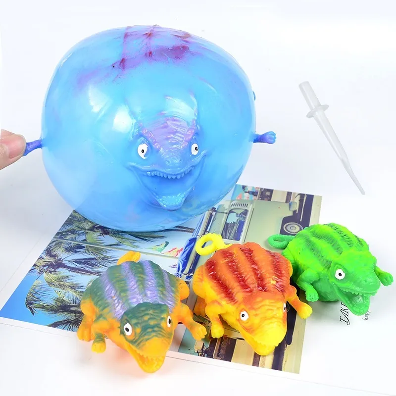 1Pc Kids Children Funny Blowing Inflatable Animals Dinosaur Balloons Novelty Toys Anxiety Stress Relief Squeeze Ball Gift