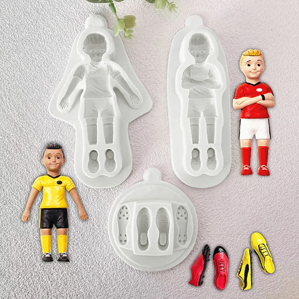 

New Football Players Silicone Cake Mold Sneakers Fondant Moulds DIY Clay Cupcake Candy Chocolate Decoration Resin Baking Tools