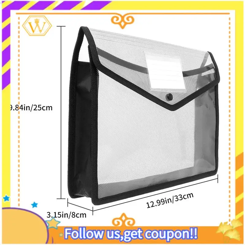 A4 Plastic Wallets Storage File Folder With Snap Buckle And Pocket A4 Waterproof Transparent File Bag