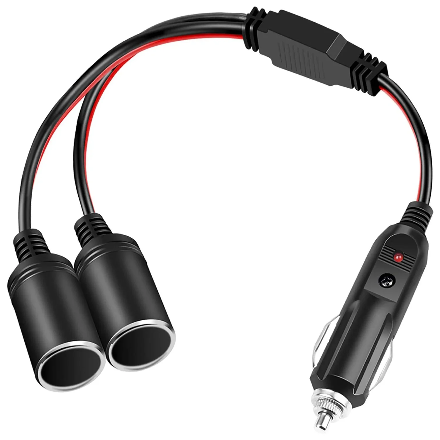 1 to 2 Car Cigarette Lighter Splitter Power Charger 12V 24V Plug 2-Way Splitter Y Adapter 30cm Cigarette Lighter Extension Cord