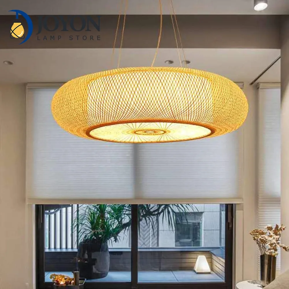 

Natural Bamboo Pendant Light Wabi Sabi Art Design Handmade Light Fixture Chandelier For Living Room Restaurant Home Decor