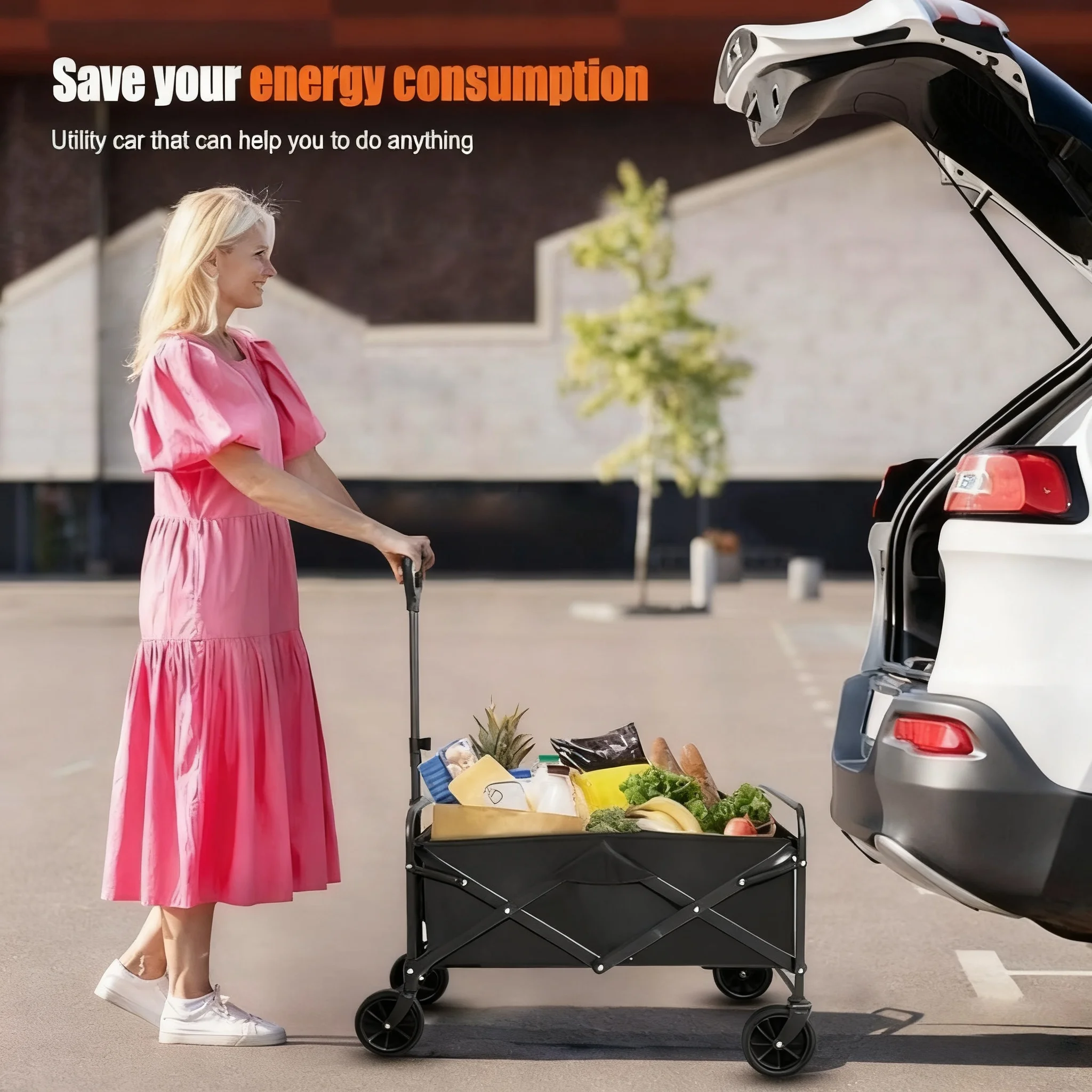 عربة قابلة للطي تجارية متعددة السيناريو مع إطارات مقاومة للاهتراء وإطار معدني قوي وعربة متعددة الوظائف لجميع التضاريس