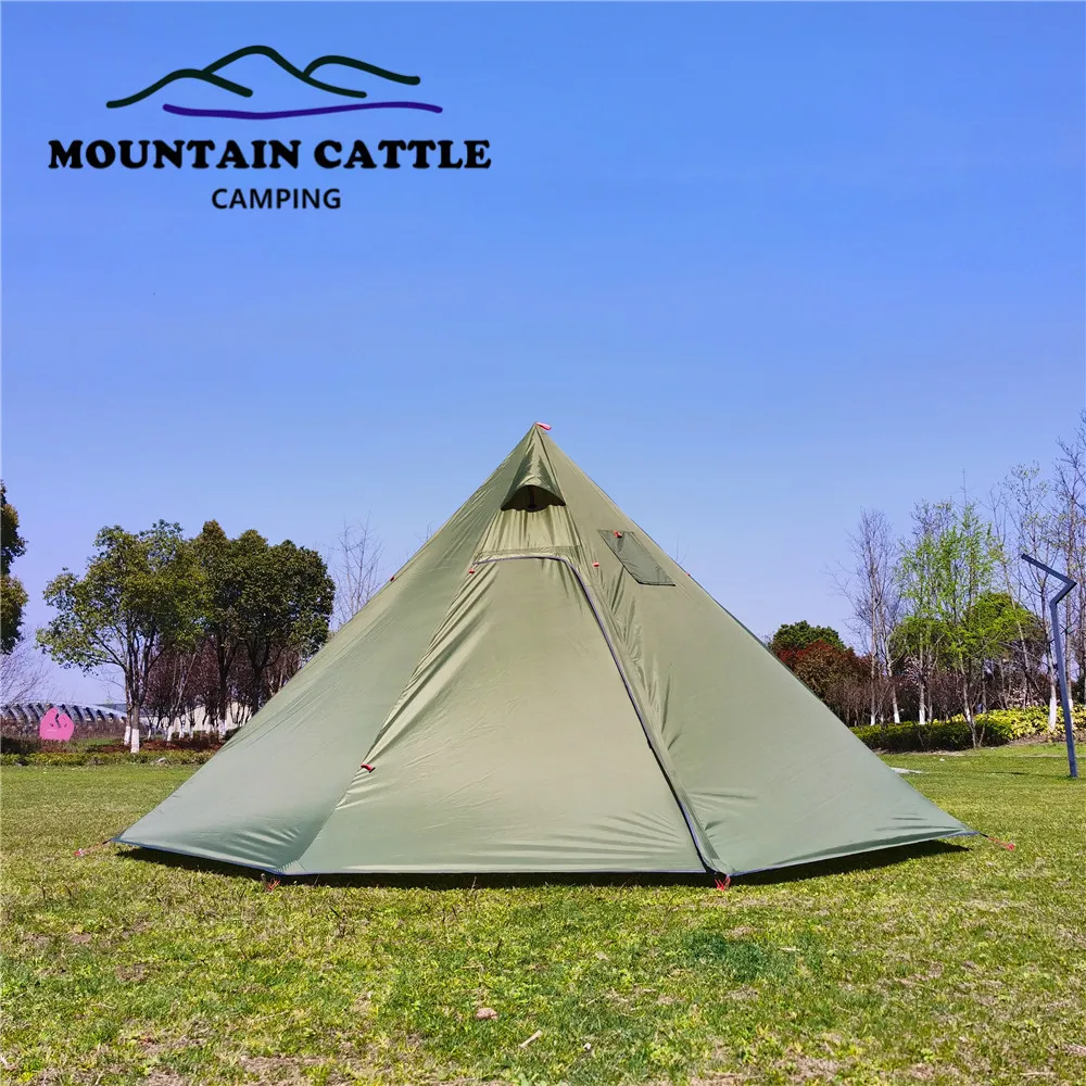 2-3 Person Winter Pyramid Tent Ultralight with Stove Jack Teepee Tent 400 Hight 2.2M Outdoor Camping Backpacking Hot Tent image 5