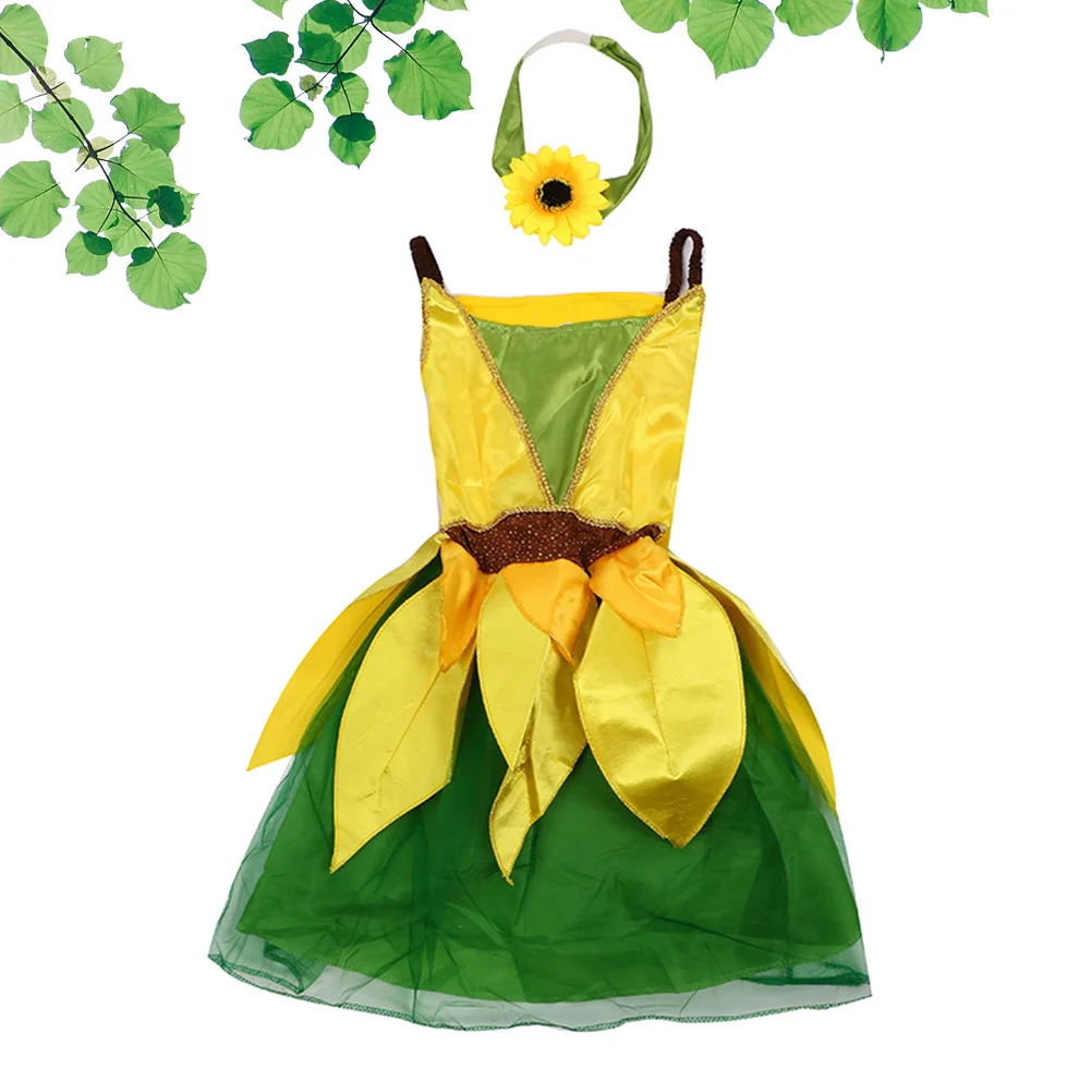 Ensemble de robe de soirée tournesol pour enfants, 1 pièce, jaune, taille L, Costume de spectacle sur scène confortable pour filles, jupe de fête