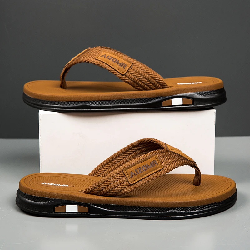 Men's flip-flops 2025 summer new thick-soled, anti-slip, wear-resistant cool flip-flops, casual pinching beach sandals - the men