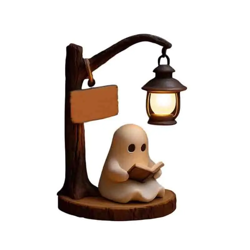 Miniture لطيف شبح القراءة فانوس المنزل مكتب سطح المكتب زخرفة ضوء الليل الإبداعية هالوين حفلة هدية الجدة ديكور الدعامة