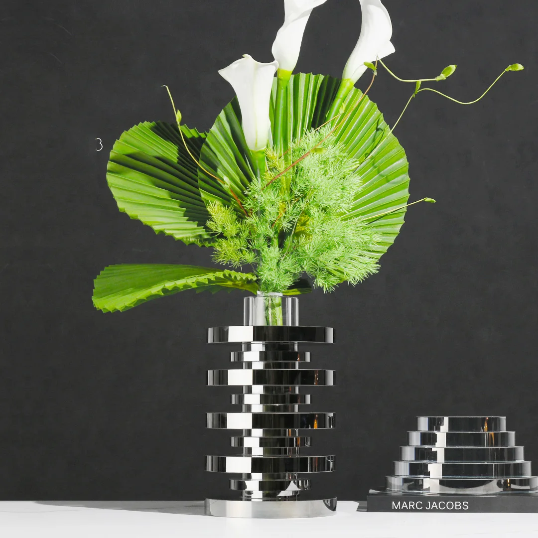 Modern Geometric Soot Gun Color Crystal Vase Ornaments Creative Multi Layer Ring Gear Modeling Table Decoration Furnishings