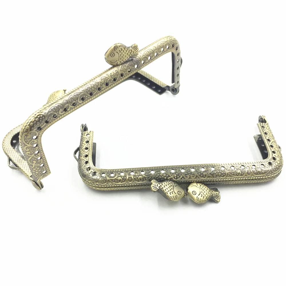8.5cm Metal Purse Frame Handle for Coin Clutch Bag Fish Head Accessories Delicate Making Kiss Clasp Lock Vintage