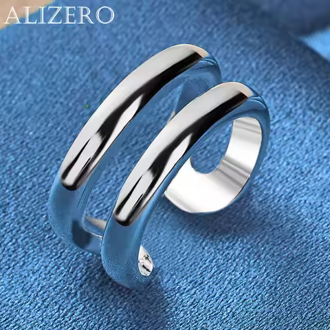 ALIZERO 925 Sterling Silver Ring Simple Double Line Ring For Women Man Wedding Engagement Gifts Fashion Party Charm Jewelry