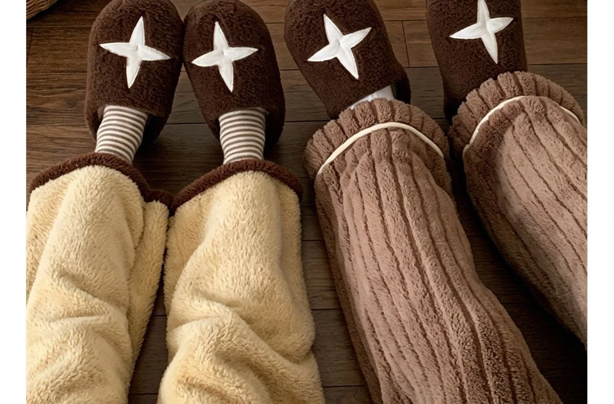 Unisex Warme Plüsch-Hausschuhe mit Sternenmuster, Rutschfeste Flauschige Fleece-Gefütterte Indoor-Hausschuhe für Damen, Pilz-Hausschuhe – Detail 23
