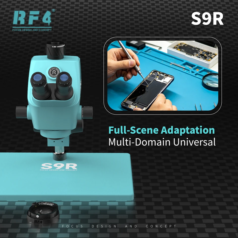RF4 S9R Ultra-wide High Power Microscope 7-74X Continuous Zoom