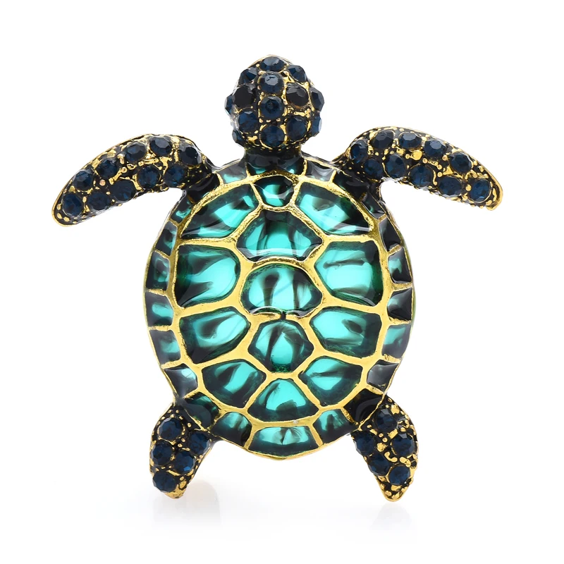 Wuli&baby Enamel Turtle Brooches For Women Men Lovely 3-color Animal Party Casual Brooch Pin Gifts