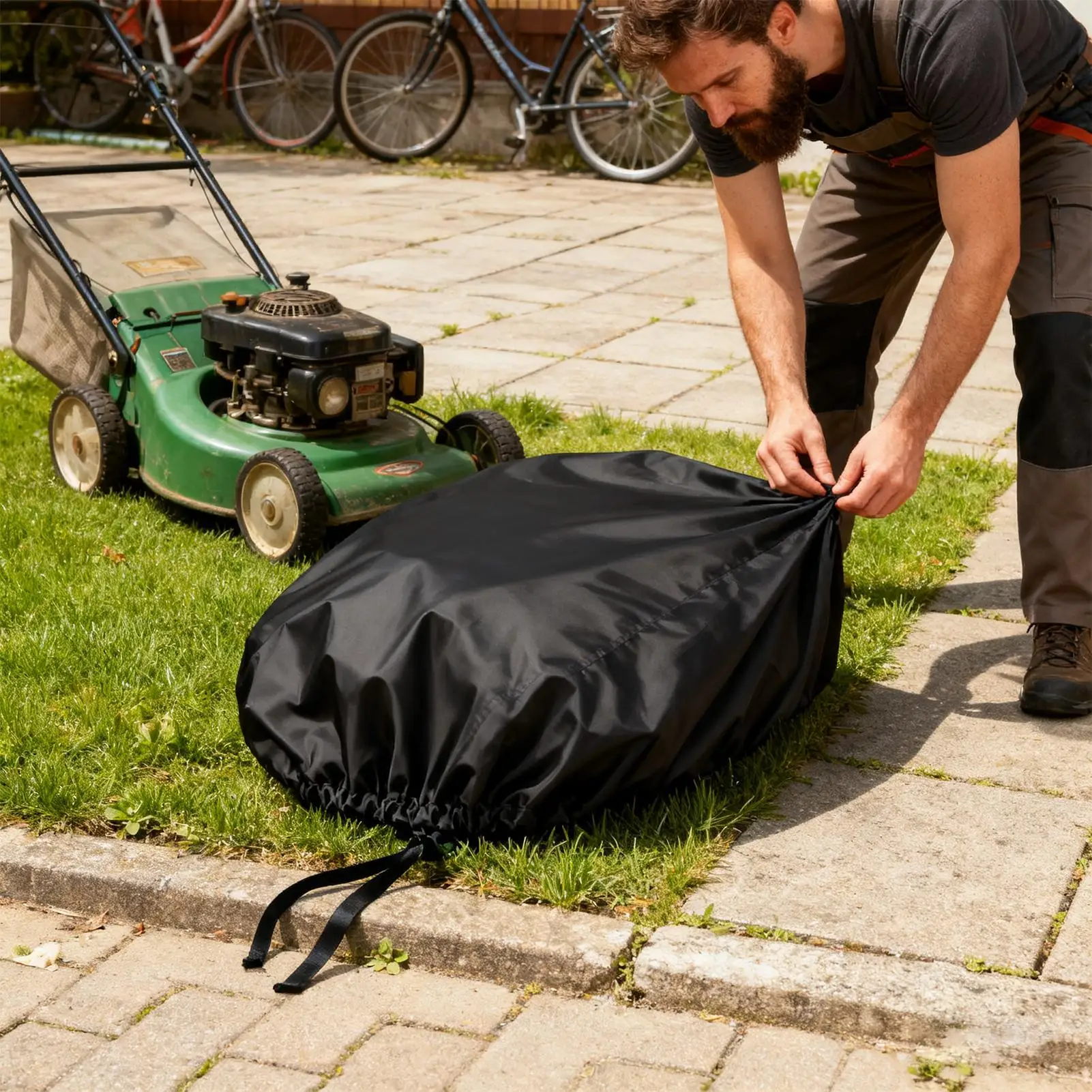 Lawn Mower Covers 600D Oxford Cloth Protector Heavy Duty Lawn Mower Storage Cover For Outdoor Indoor Garden Lawn Backyard Winter