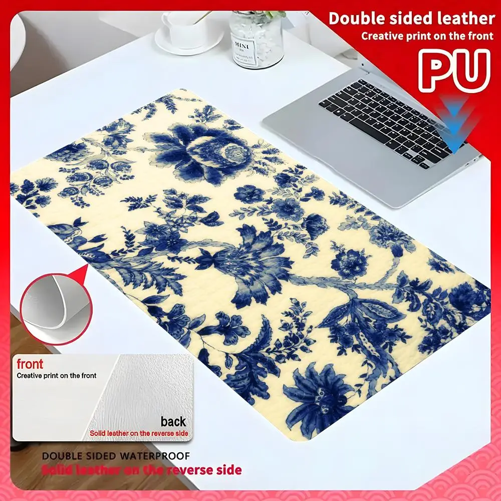 Russian Scarf Floral Mouse Pad 60x30cm Computer Accessories Leather Desk Mat Gamer Waterproof PU Desktop Desk Mat vintage Gaming