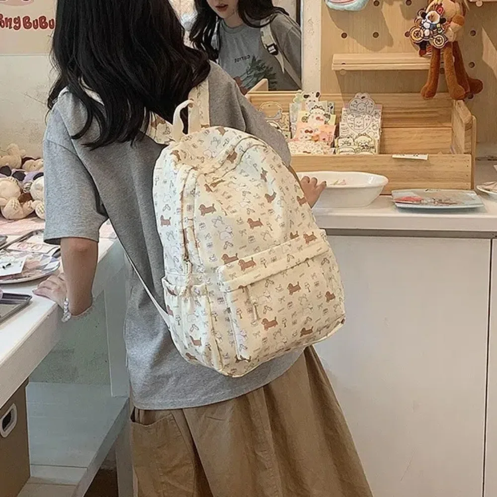 Cute Large Capacity Women's Backpack Cartoon Pattern Waterproof Students Backpack Adjustable Travel Backpack Students