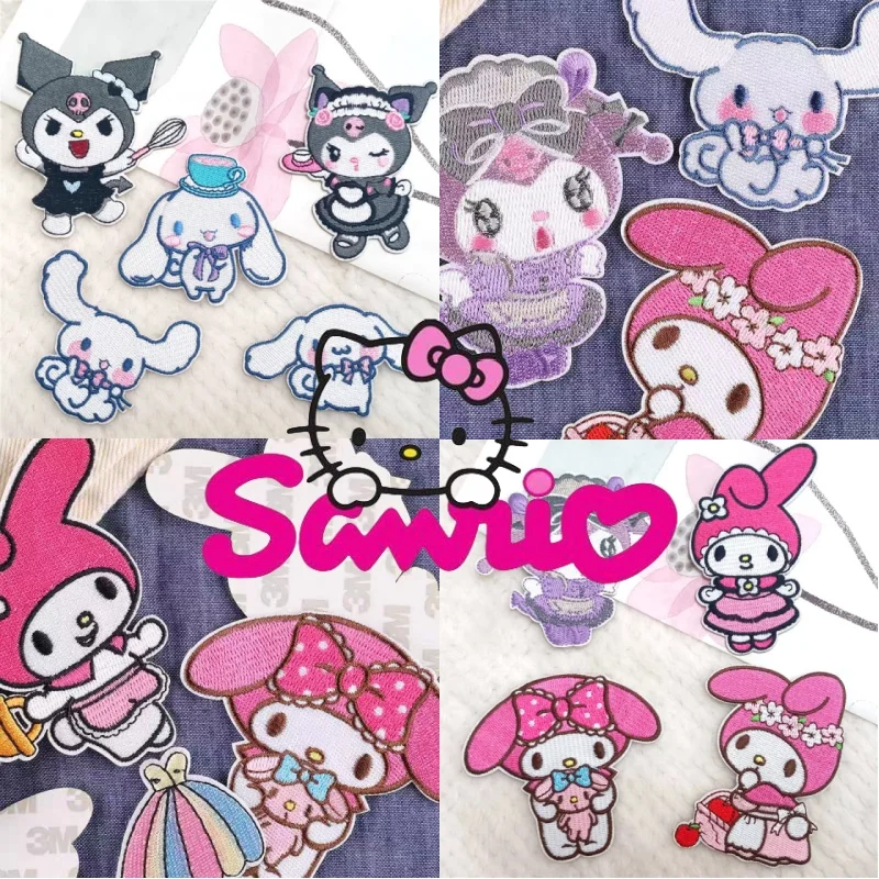 Sanrio Kuromi Cinnamoroll Anime Fusible Patches on Clothes Embroidery Patch Garment Hoodies Pants Accessories Kawaii Gift Pat