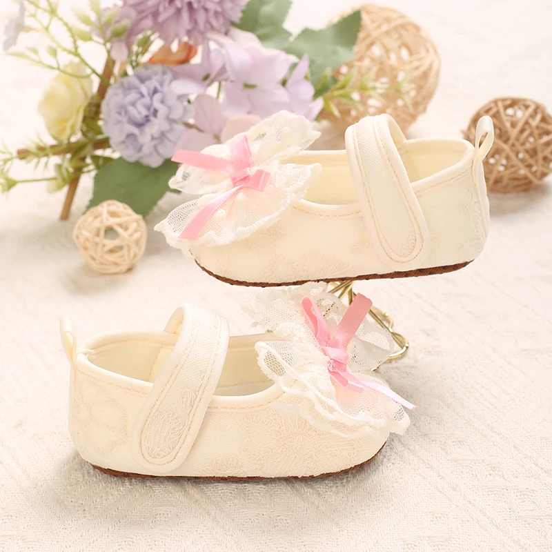 Sweet And Lovely Lace Bow 0-12M Baby Girls' Walking Shoes Summer Cute Baotou Breathable Baby Sandals Walking Shoes