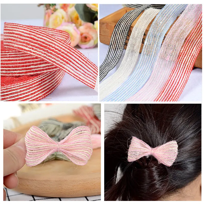 

5/10Meters Colorful Natural Burlap Ribbon 25mm Wide Fabric Jute Ribbons Christmas Rustic Lace Ribbon for Crafts Gift Bow Wedding