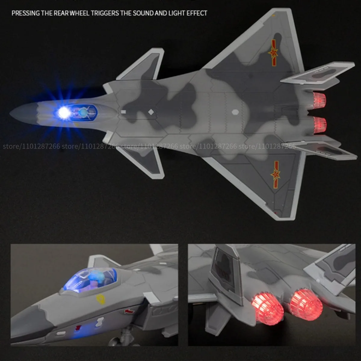 1:50 Fighter Aircraft Toy, Pullback & Go with Light Sound, Scale Rafale F22 F35 B2 J10 Diecast Jet Plane Model Kid Boy Baby Gift