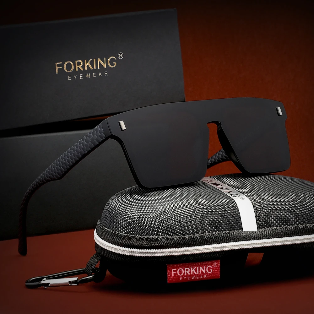 FORKING Modisches Design Randlose Sonnenbrille für Damen und Herren Verspiegelte Polarisierte Retro-Sonnenbrille