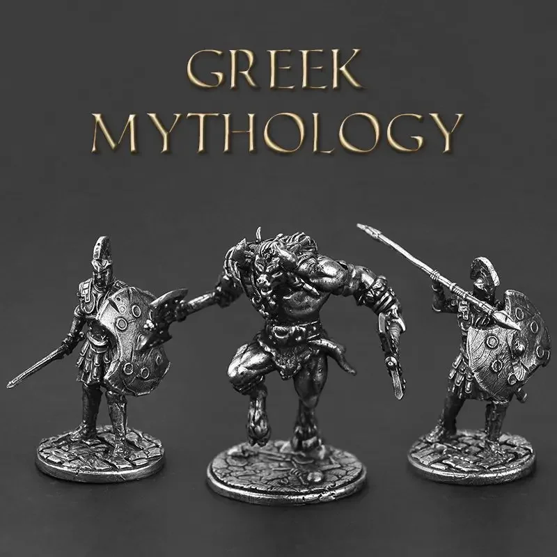 Greek Mythology Gods Armored Fighter Models Miniature DIY for Desk Decoration Copper Solid Metal Models For Men Gifts