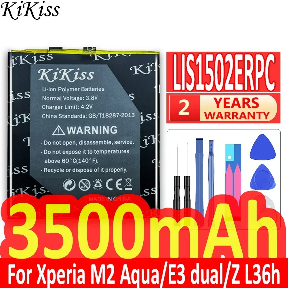 KiKiss Battery 3500mAh Mobile Phone For Sony Xperia Z L36h L36 c6602 C6603 S39H C2305 M2 S50H D2303 D2305 D2306 LIS1502ERPC