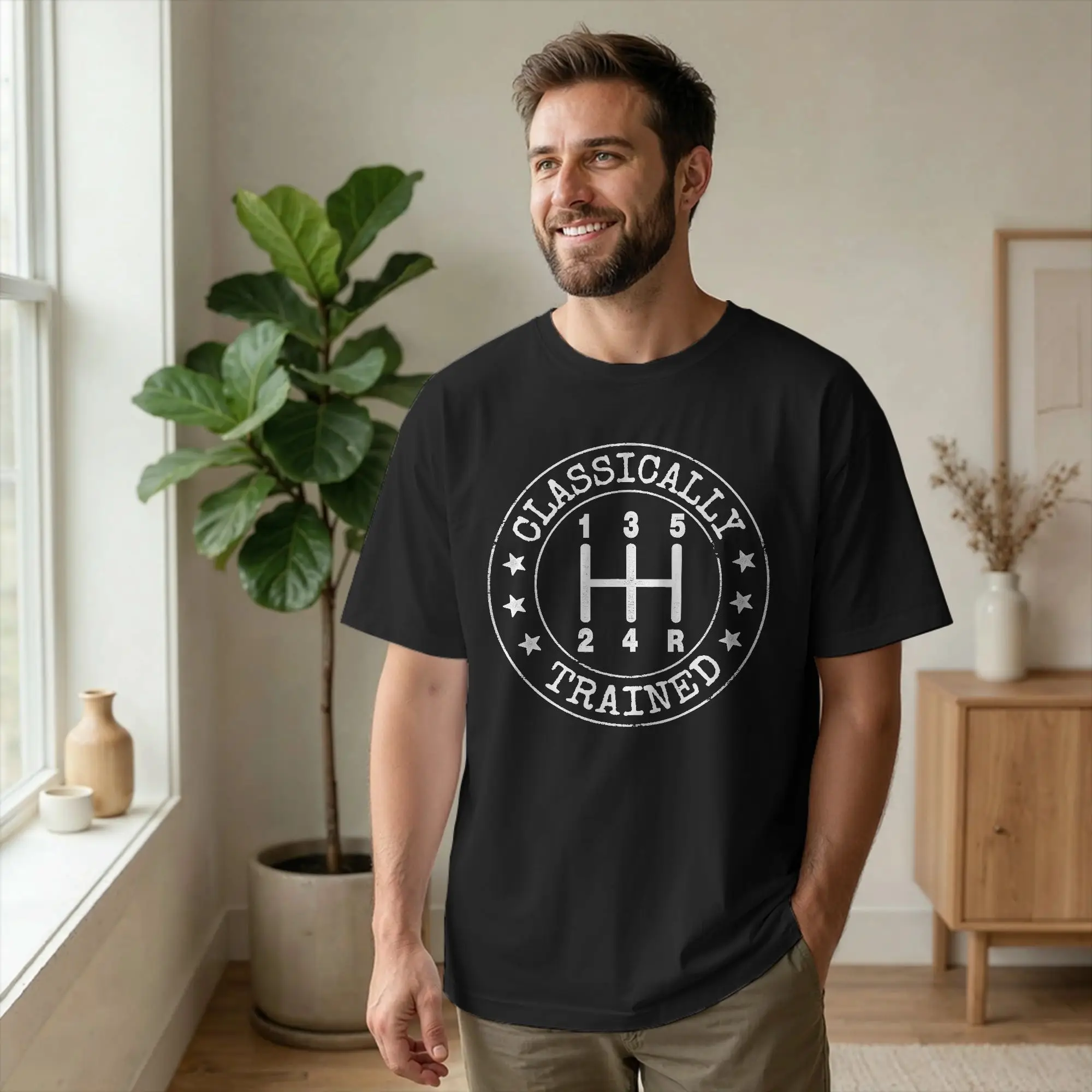 Men Classically Trained Manual Transmission T Shirt Stick Shift Car Cotton Clothing Round Neck Tee Shirt Birthday Gift T-Shirt