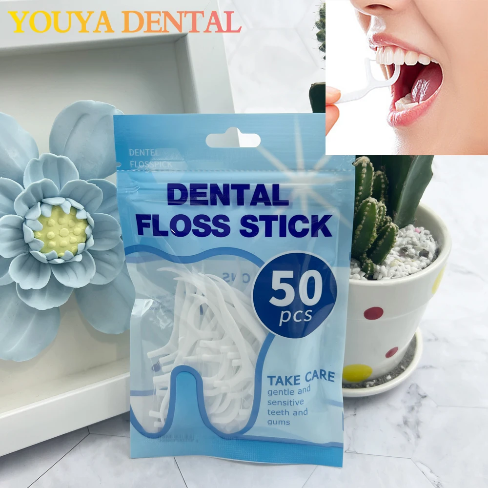 100pcs Dental Floss Picks and Plastic Toothpicks for One-time Cleaning of Dental Gaps-Oral Care For Cleaning Between Teeth