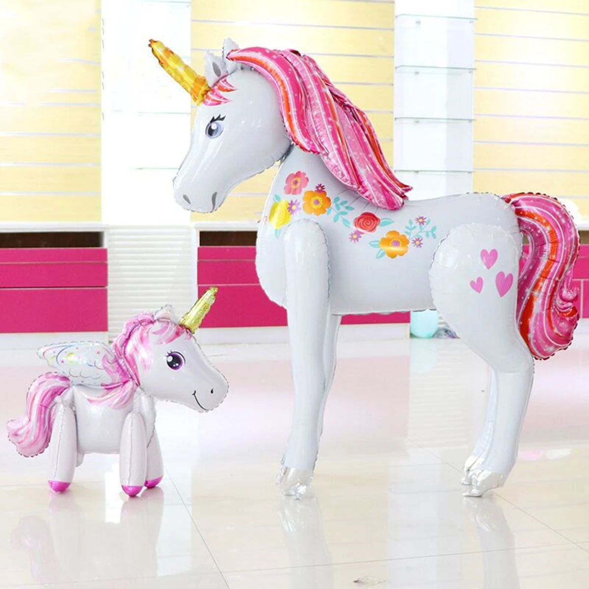 1 set of 116*106cm super large 3D assembly colorful unicorn aluminum film balloon unicorn theme birthday decoration balloon