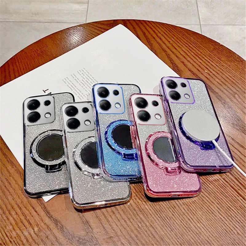 Luxury Mirror Plating Stand Glitter Case For Xiaomi Redmi Note 13 13C 12 12C 11 11S 10 10S 10C 10A 9S POCO X6 F6 M6 M5S Cover