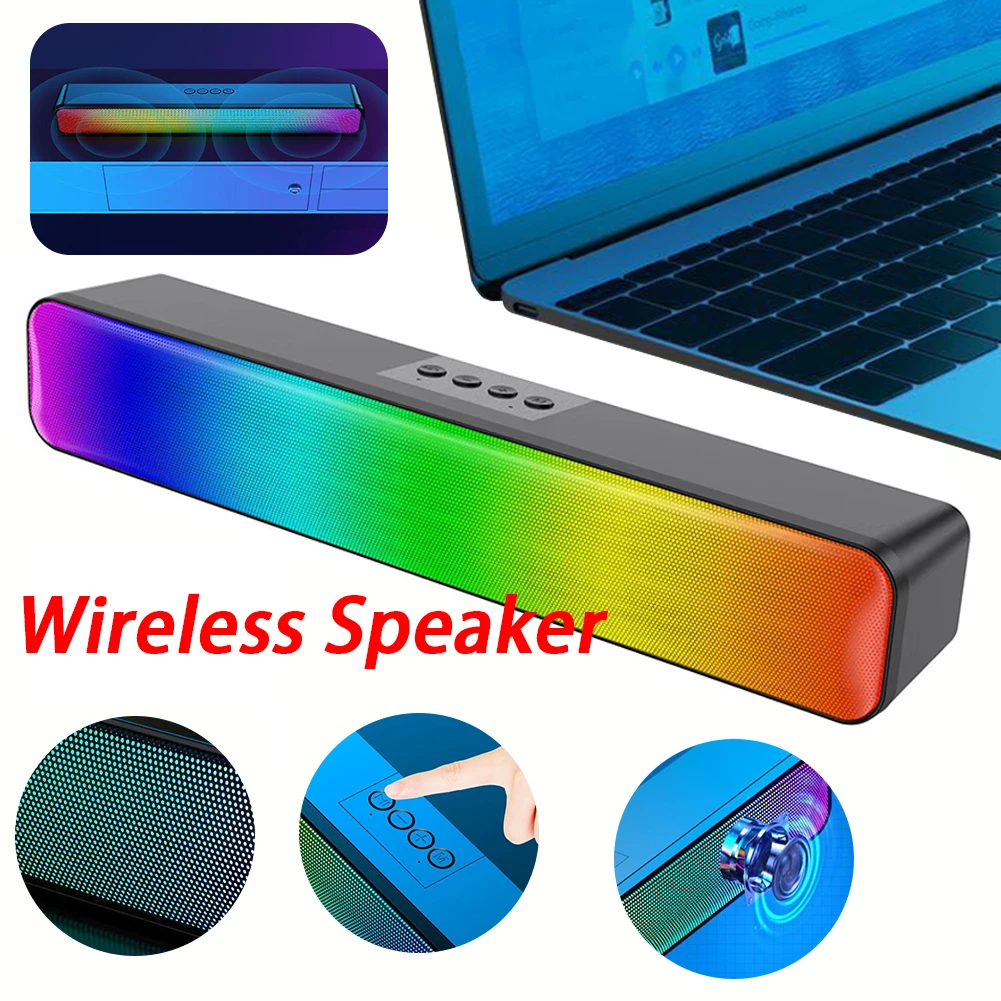 RGB Wireless Speaker Bluetooth-Compatible Multimedia Speaker USB Powered with Subwoofer Double Speaker High Volume for PC Laptop