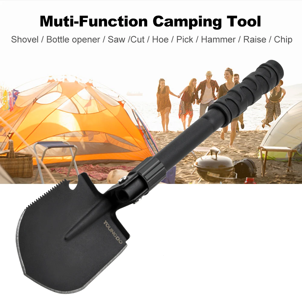 YOUNGDO Multifunctional Garden Shovel for Camping Fishing Wild Survival Tactical Spade Saws Outdoor Hiking Tools Pickaxe Digging