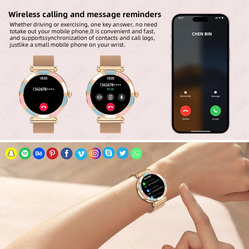 LIGE Waterproof Women Smart Band Watch Real-time Weather Forecast Watches Sports Ladies Smart Watch For Woman Android IOS 2026