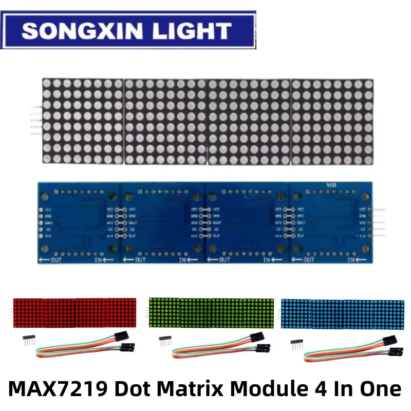 MAX7219 Dot 4 in One Display for Microcontroller Module With 5P Line Amplifier Charging Fm Lora Power Supply Voltage Regulator