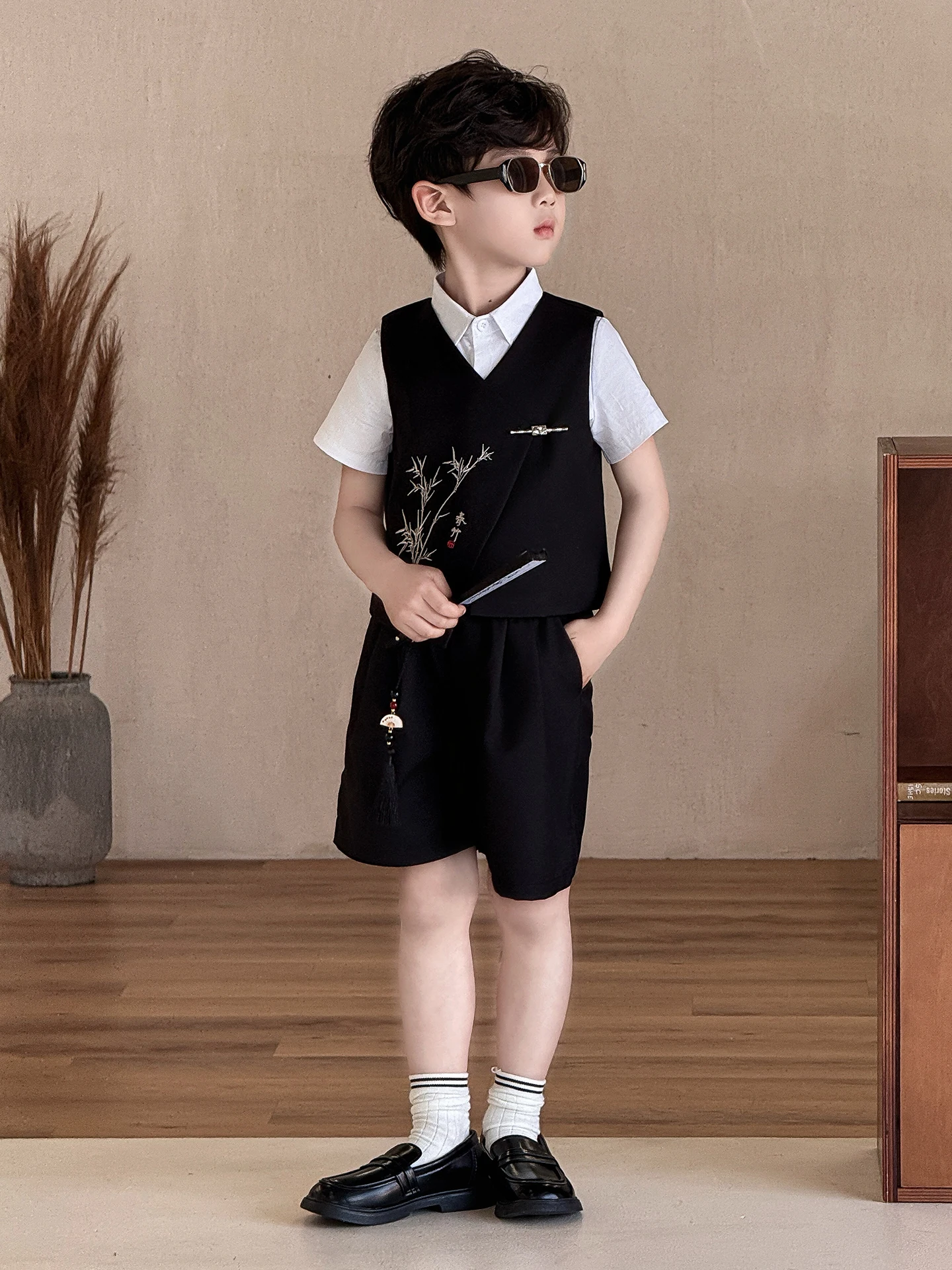 boys'-new-chinese-style-suit-set-summer-new-fashion-children's-hostess-dress-code-traditional-floral-boys'-small-suit