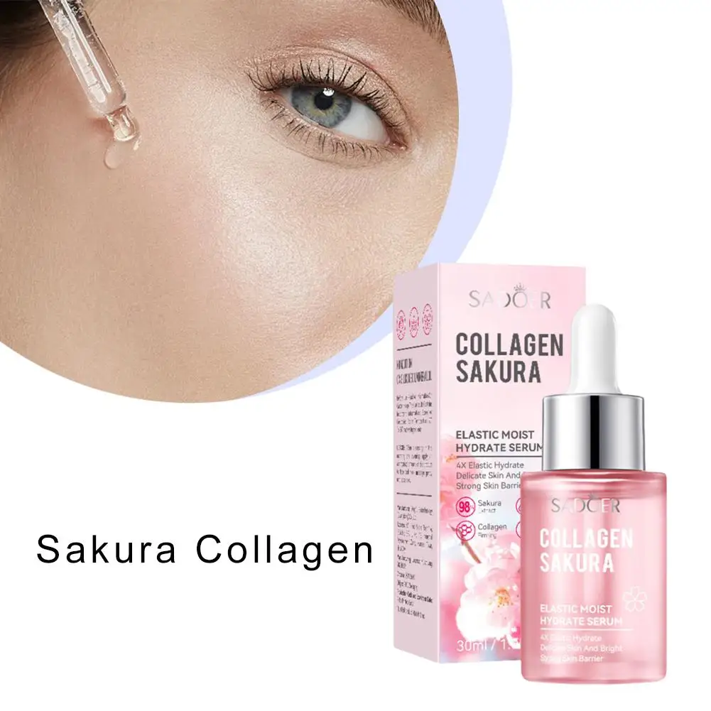 30ml Sakura Collagen Bouncy Hydration Essence Nourishing Rejuvenation Serum Care Skin Face Pure Whitening G8s0