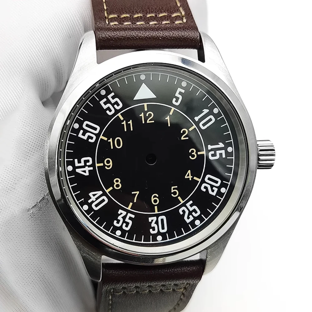 Cinturino per orologio pilota da 40 mm adatto per NH36 NH35 Movimento automatico Custodia in argento con quadrante da 33,5 mm