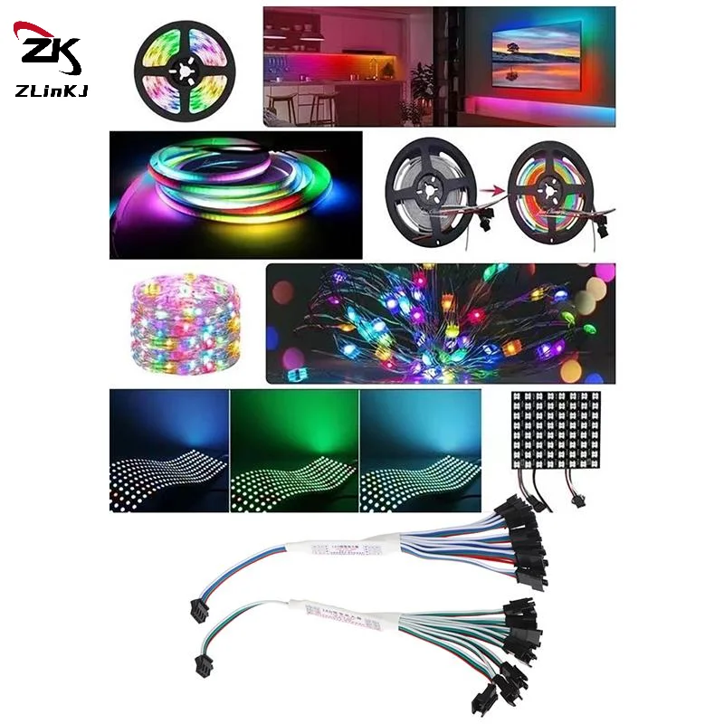 (ZYDD01)3/4Pin LED Signal Amplifier Repeater Controller 1 TO 4/8 Mini TTL Repeater Module RGBAddressable LED StripWS2812B/SK6812