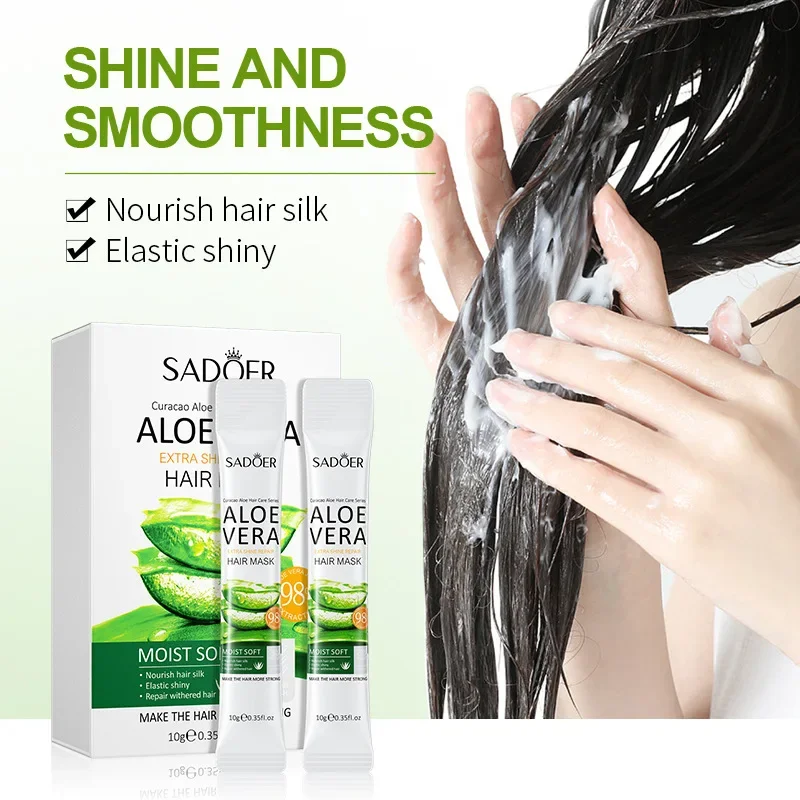 

10 Pieces Hair Mask Repair and Nourish A Smooth and Lazy Hair Care Aloe Vera Super Bright Repair Tratamiento Para La Caspa