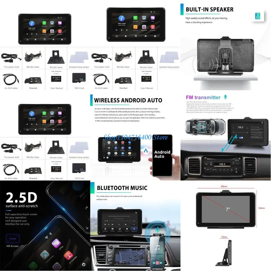 

y1gd Автоэлектроника Сабвуфер Carplay Стерео-радио FM Mp3-музыка Цифровой Bluetooth-совместимый аудио-стерео-мультимедийный