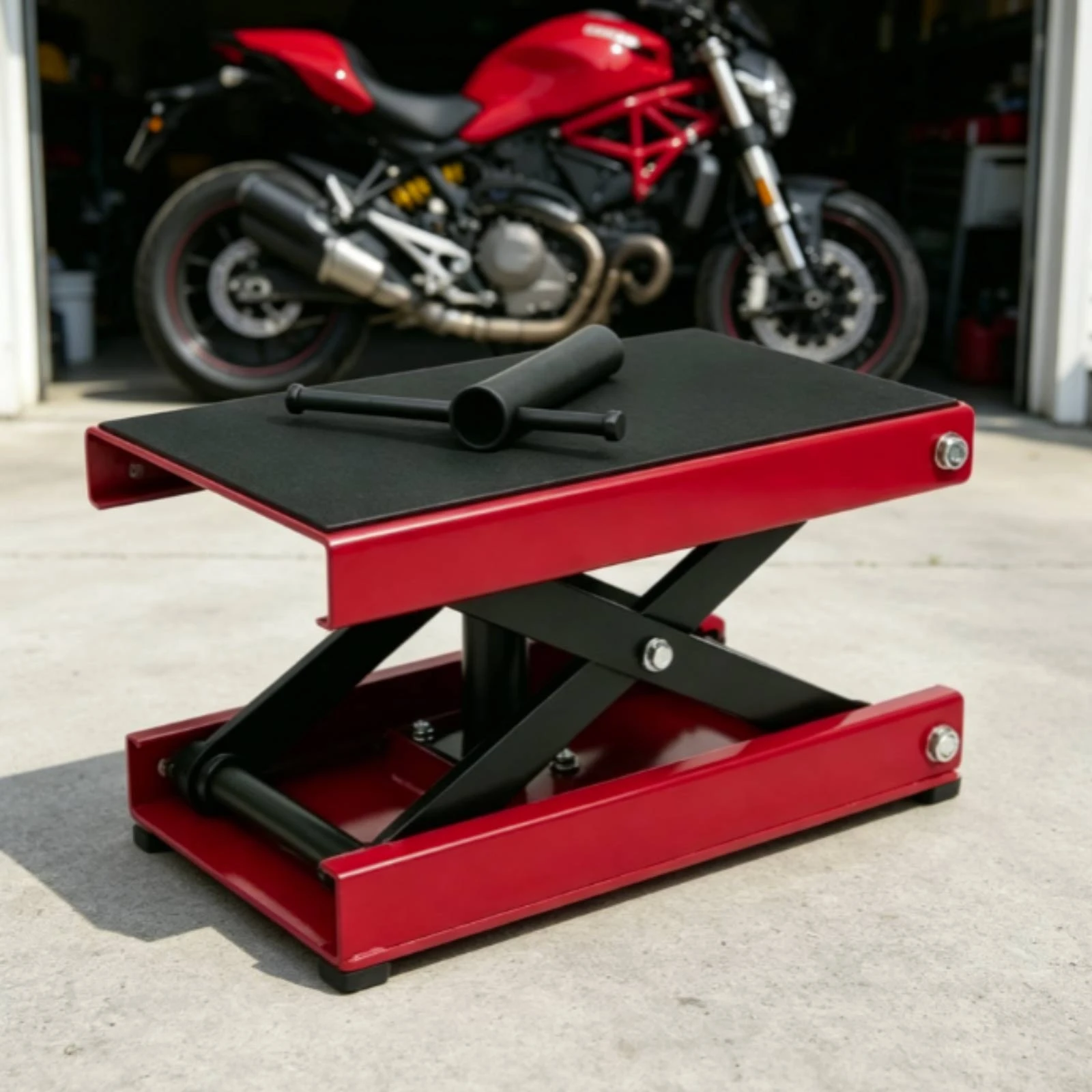 Motorcycle Lift Table Manual Motorcycle Lift with Hand Crank Hoist Stand Heavy Duty Easy to Use for Mechanics, Garage, Workshop