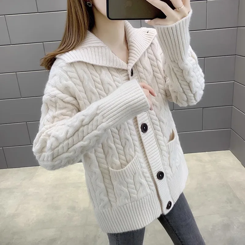 السيدات Thiened محبوك سترة معطف سترة ربيع الخريف جديد Sle المرأة ملابس خارجية Faion تخفيف فضفاضة تناسب القطن