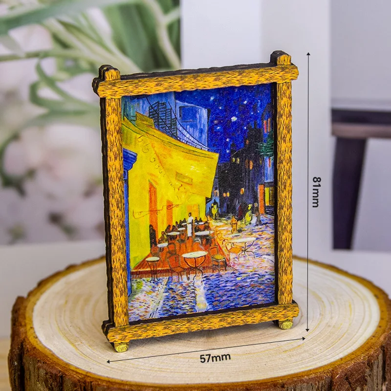 مغناطيس الثلاجة اللوحة العالمية الشهيرة، لوحة زيتية فان جوخ، مغناطيس الثلاجة اللوحة الزيتية الموناليزا الخشبية المغناطيسية #6