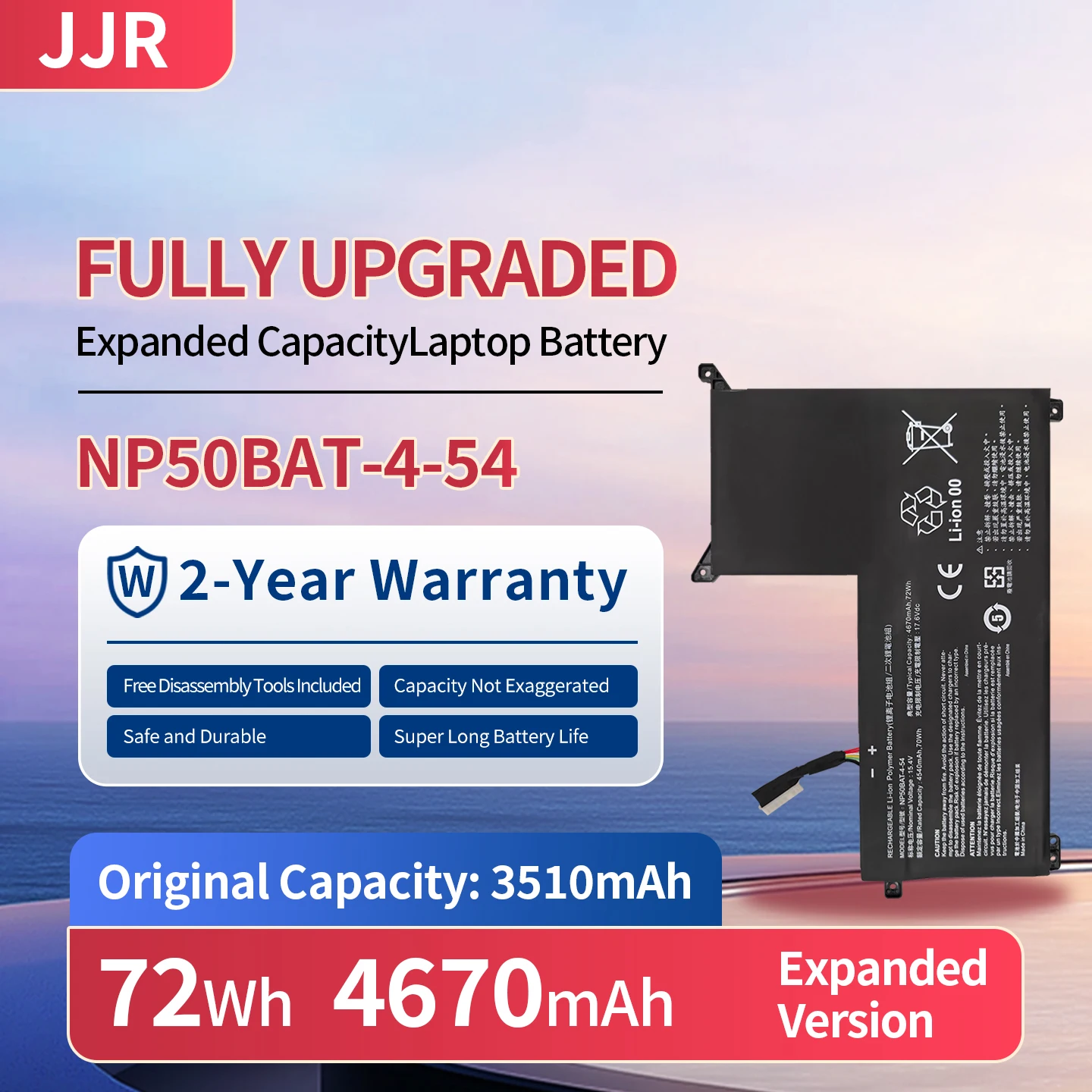 NP50BAT-4-54 4670mAh/72Wh 15.4V Higher Capacity Laptop Battery for Machenike F117-7 Thunderobot NP911M 2022AP1557