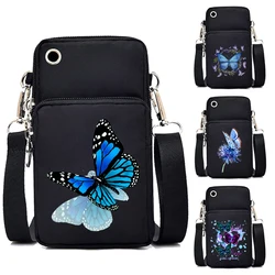 Women Mini Mobile Phone Bag Vintage Watercolor Butterfly Print Small Crossbody Bags Tote Purse Wallet Shoulder Bag Teen Handbags