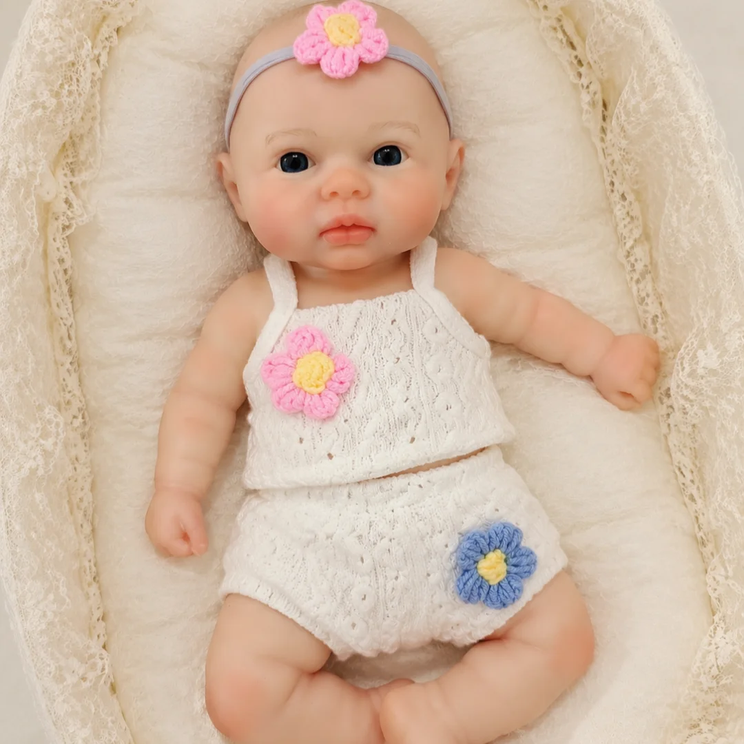2 Sets Clothes /12 Inch Cuddly Open Mouth Soft bebe reborn de silicona Dolls With Painted Skin Lifelike Newborn Doll